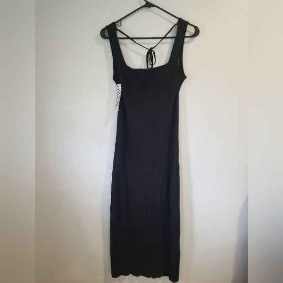 Women's Button-Front Ribbed Midi Dress - Future Collective Black - Picture 5 of 8